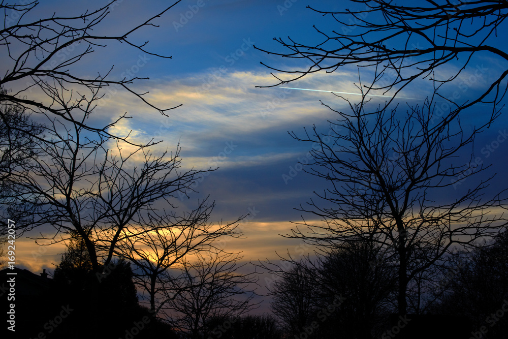 Sunset in winter