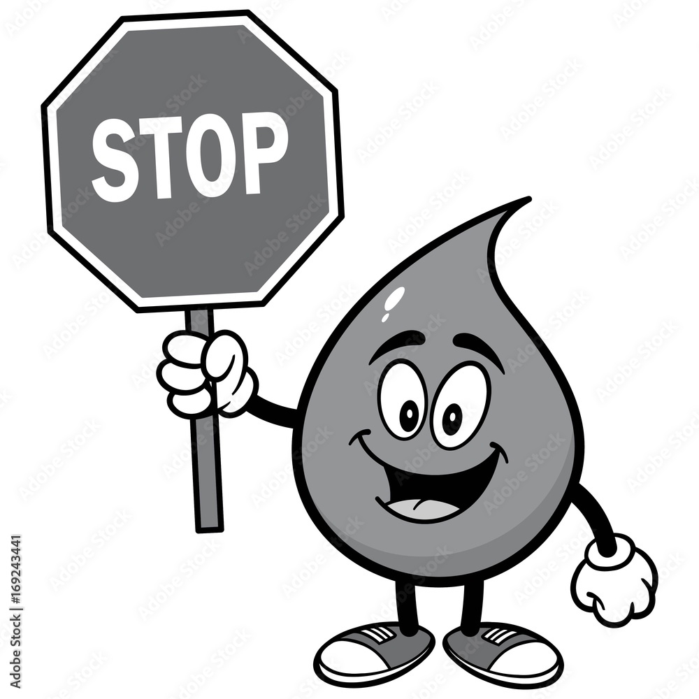 Water Drop with Stop Sign Illustration Water Drop with Stop Sign Illustration