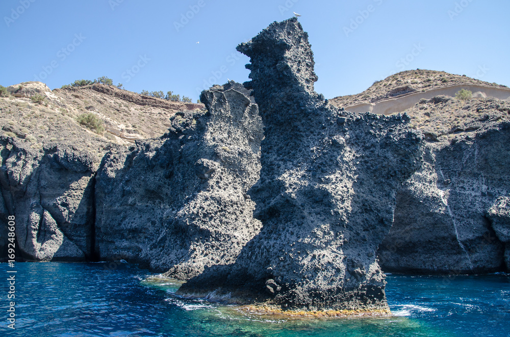 Santorini rock formations Greek island