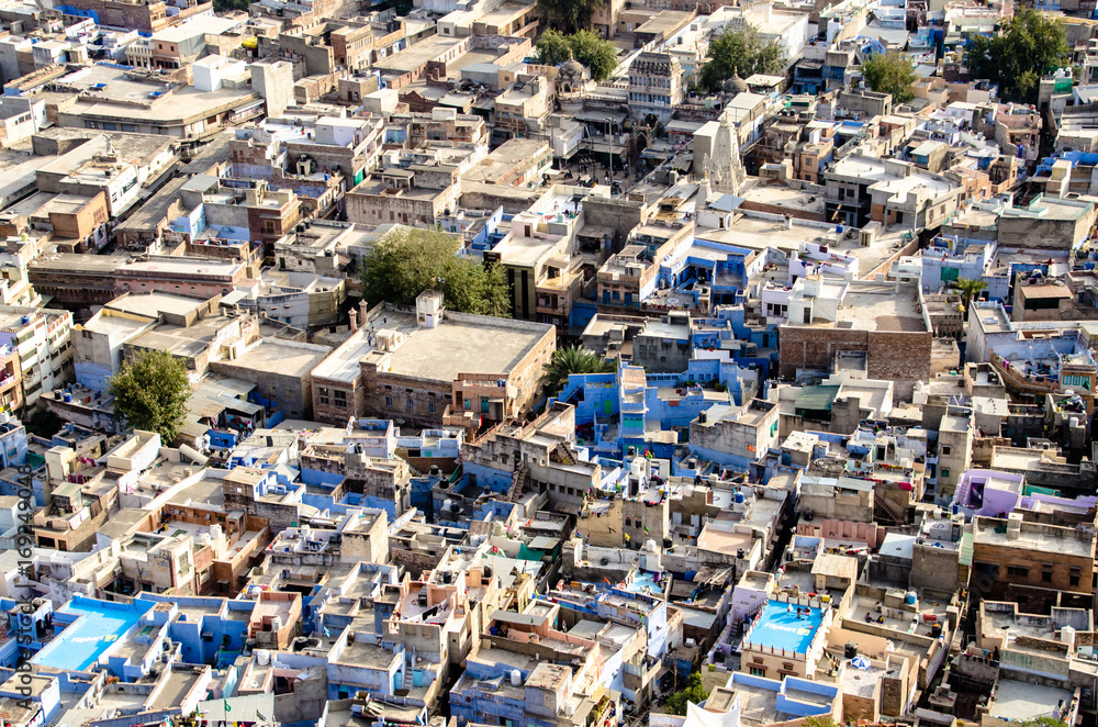 Blue city from above India