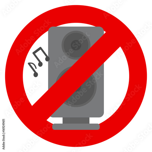 No music prohibition sign vector illustration. Flat style design. Colorful graphics
