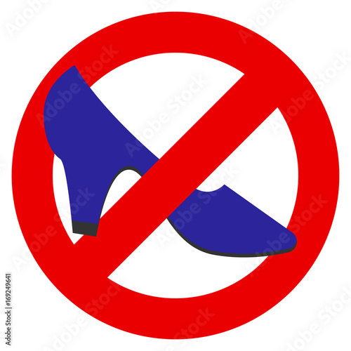 No high hills shoes prohibition sign vector illustration. Flat style design. Colorful graphics