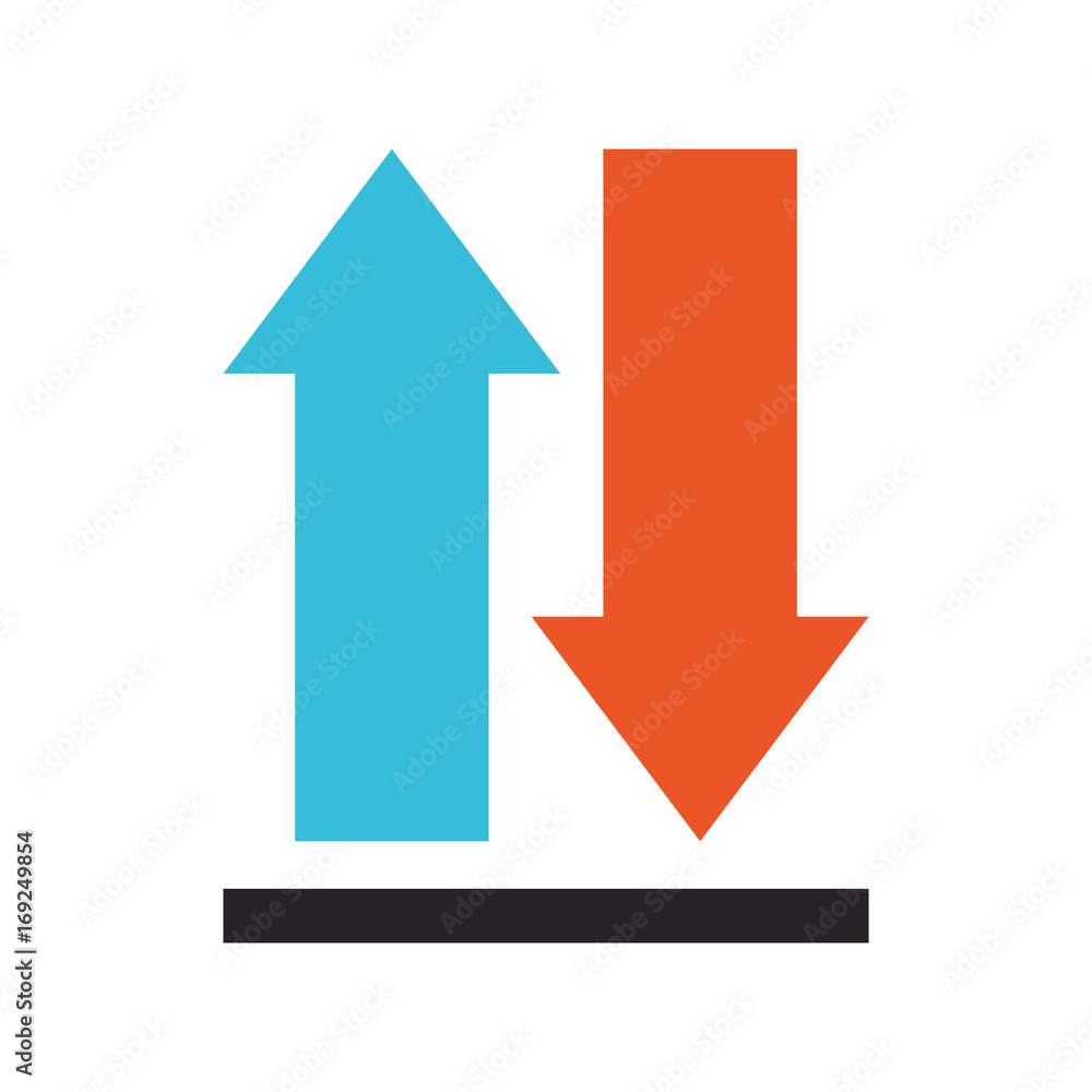 colorful silhouette of upload and download icons and progress bar colorful silhouette of upload and download icons and progress bar