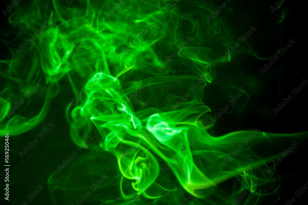 Green smoke motion on black background. Green smoke motion on black background.