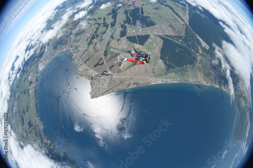 Skydiving over Lake Taupo in New Zealand