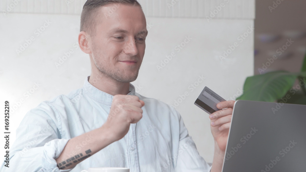 Man made successful online purchase with credit card