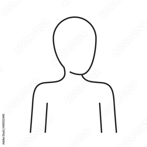 monochrome silhouette of human half body and faceless