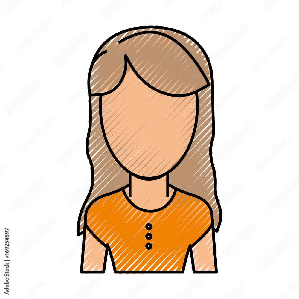 Fototapeta premium Woman faceless cartoon icon vector illustration graphic design