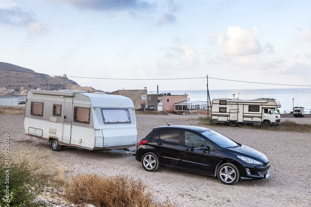 Camping cars at the mediterranean coast