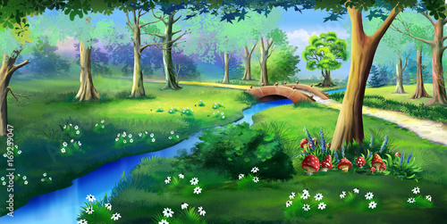 Amanita Mushrooms in a Forest Glade