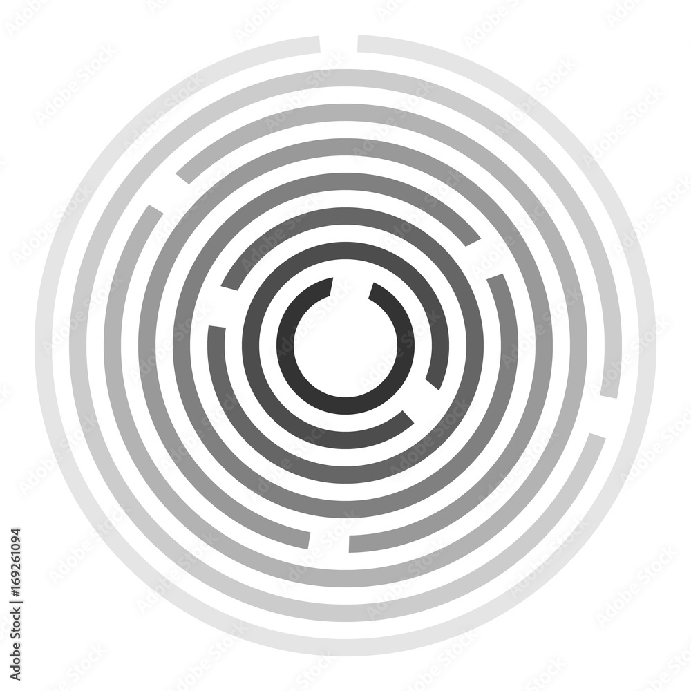 Circular labyrinth, maze icon. Out of the labyrinth Circular labyrinth, maze icon. Out of the labyrinth