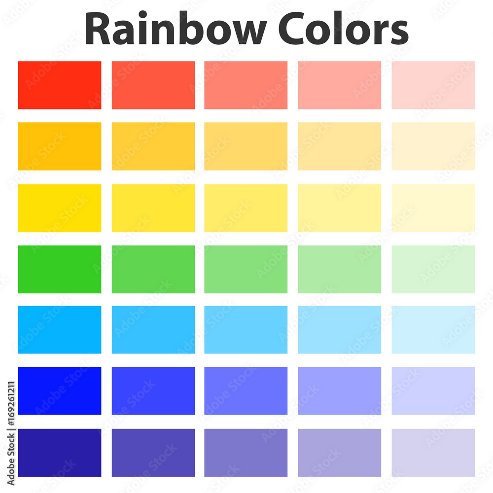 The colors of the rainbow, the color palette of the rainbow