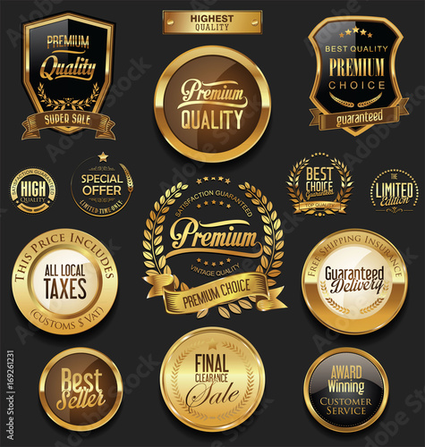 Luxury retro badges gold and silver collection