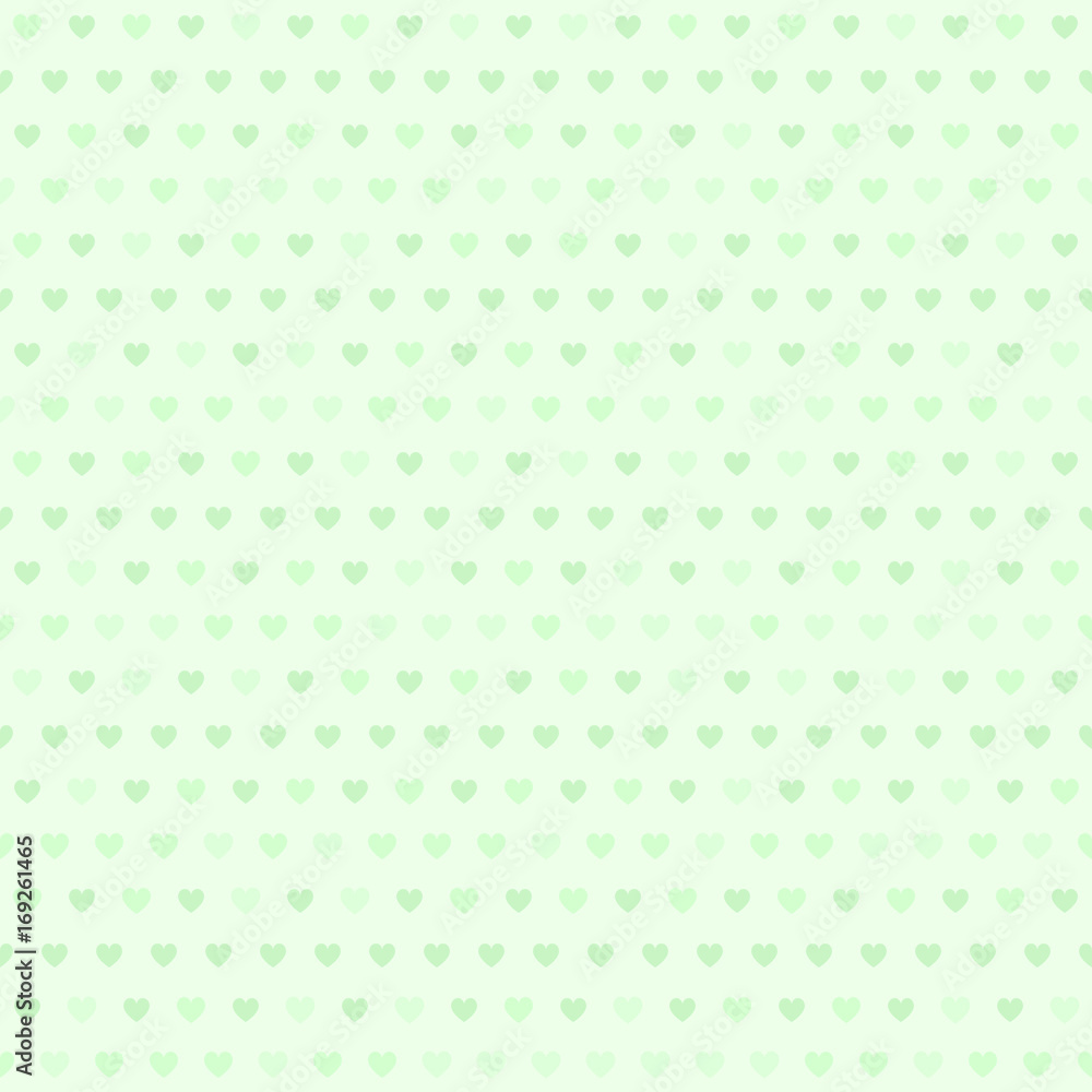 Green heart striped pattern. Seamless vector background