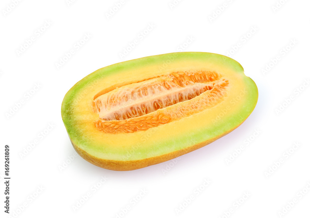 Cantaloupe melon cut in half looking healthy and delicious, isolated on white. Cantaloupe melon cut in half looking healthy and delicious, isolated on white.