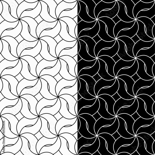 Geometric black and white seamless patterns