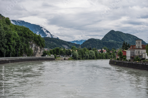 The city Kufstein in Tyrol on river Inn  Austria