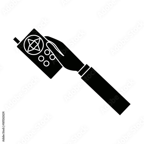 hand hold drone controller gamepad with antenna vector illustration