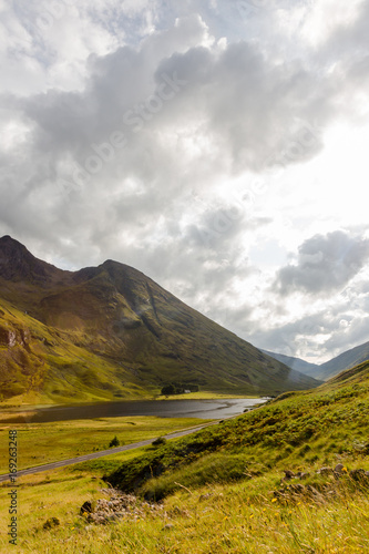 Top view on valley and mountains in Scottish Highlands