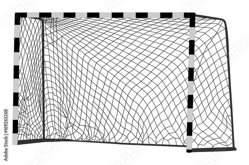 Soccer goal vector. Handball vector construction with net. Footsal goal. 