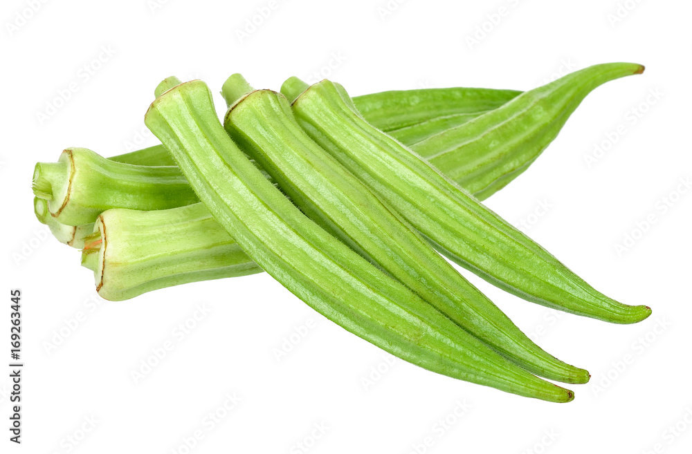 Young okra isolated on the white background Young okra isolated on the white background