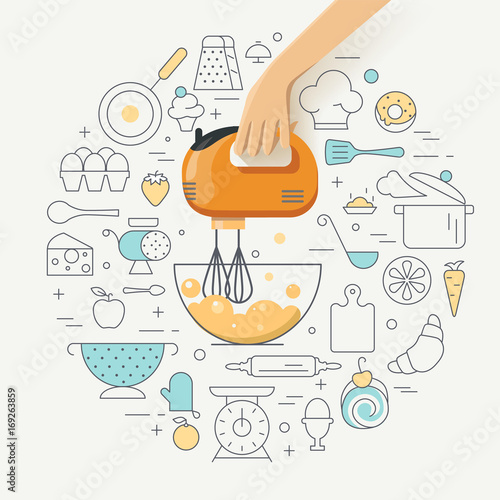 Cooking class concept illustration, flat design