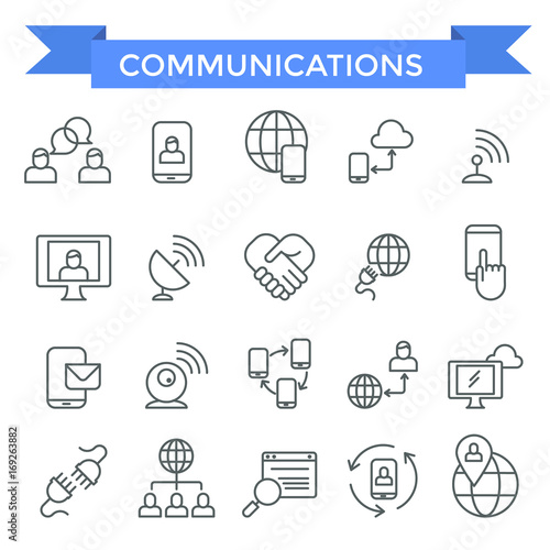 Communicating icons, thin line design