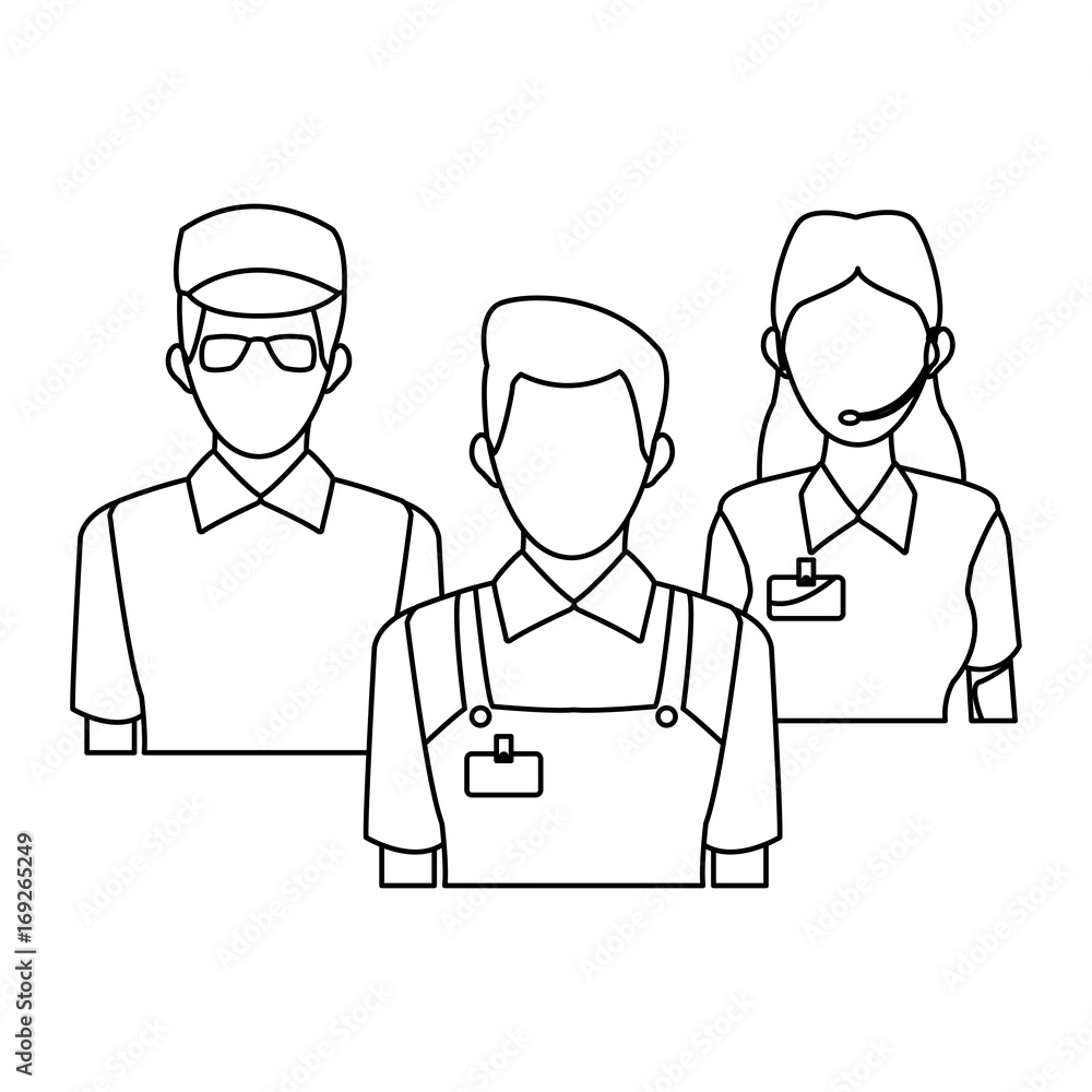 delivery company male and female staff vector illustration