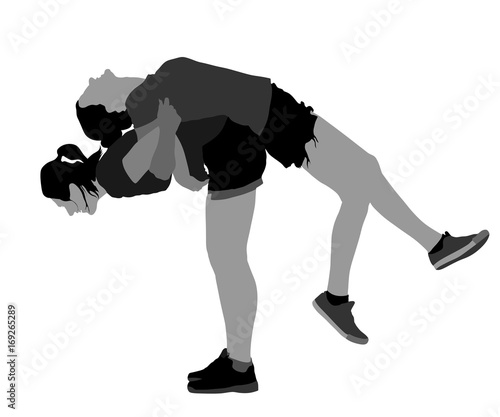 Sports girls worming up and stretching hers body at the gym, vector illustration isolated on white background. losing weight. Training camp.