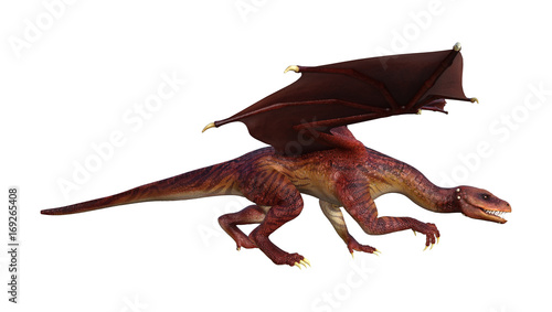 3D Rendering Fantasy Dragon on White