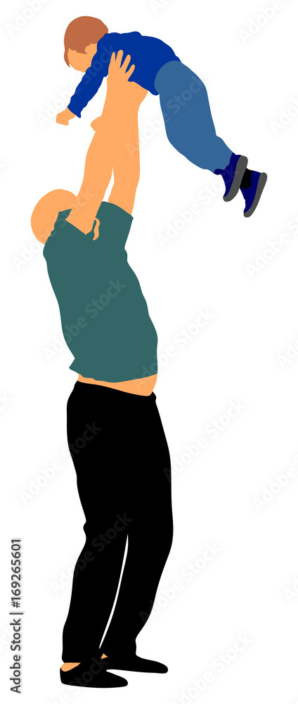 Happy father and son having fun throws up in the air child, family, father's day - concept. Vector illustration. Family rest recreation. Urban lifestyle. outdoor enjoy. Happy father and son having fun throws up in the air child, family, father's day - concept. Vector illustration. Family rest recreation. Urban lifestyle. outdoor enjoy.