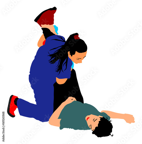 Rescue drowning first aid vector illustration. Patient rescue. Drunk person overdose after party. Sneak attack victim rescue. Cpr rescue team. Victim of fire evacuation. Earthquake rescue.