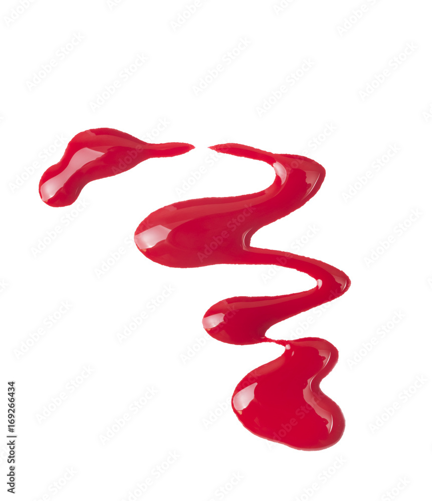 Red nail polish (enamel) drops sample, isolated on white Red nail polish (enamel) drops sample, isolated on white
