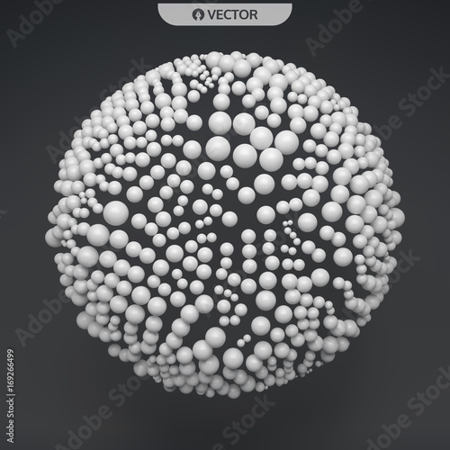 Sphere. 3d abstract spheres composition. Futuristic technology style. Vector illustration for science.