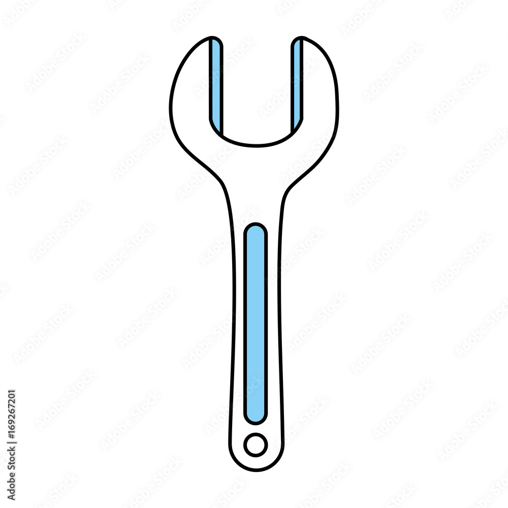 Flat line monocromatic wrench over white background vector illustration Flat line monocromatic wrench over white background vector illustration