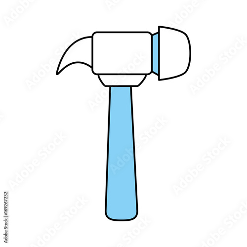 Flat line monocromatic   hammer over white background vector illustration