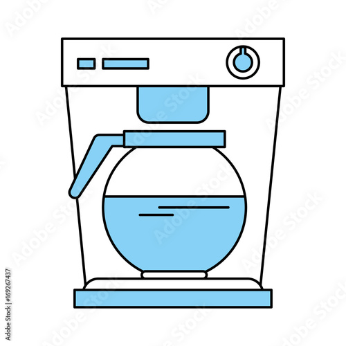 Flat line monocromatic  coffee maker over white background vector illustration photo