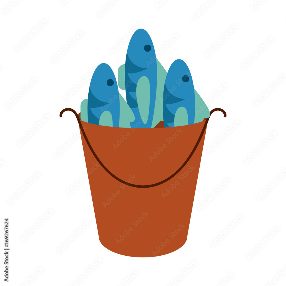 cartoon fish bait in bucket icon image vector illustration design Stock  Vector
