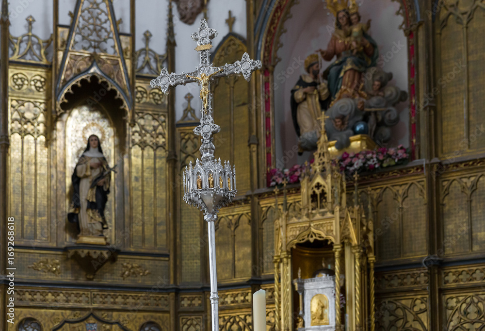 Detail of the main altar in the Convent of la Asuncion de Calatrava. Almagro. Spain.