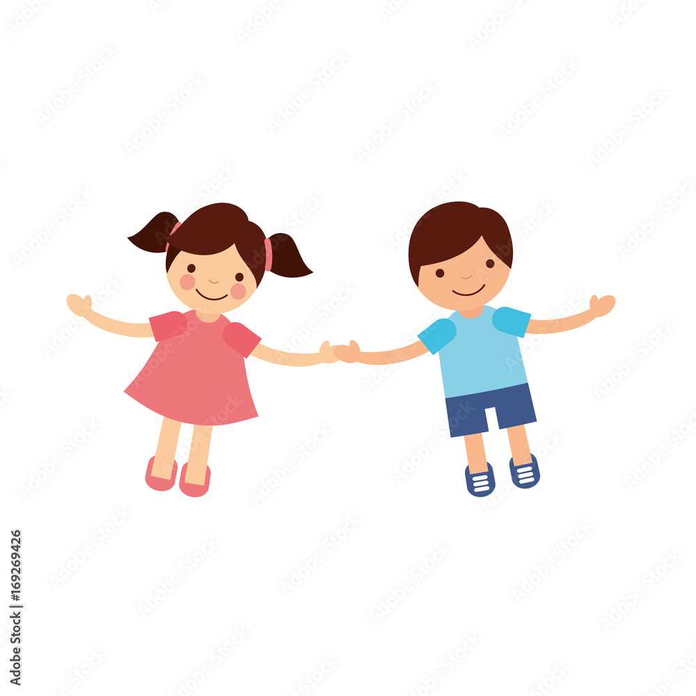 Children holding hands characters vector illustration design Children holding hands characters vector illustration design