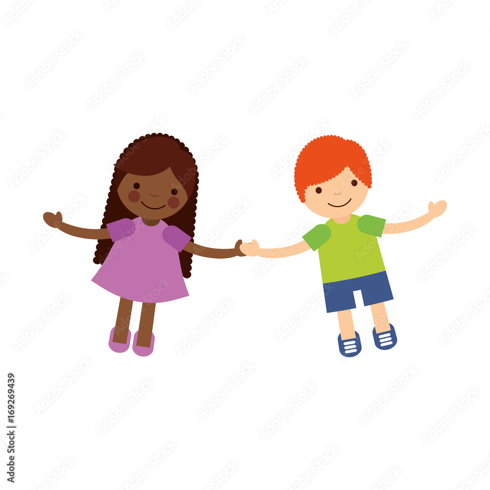 Children holding hands characters vector illustration design Children holding hands characters vector illustration design