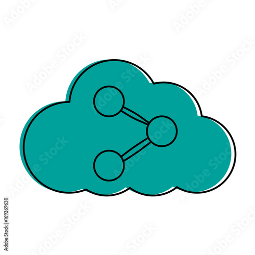cloud storage with usb icon image vector illustration design blue color