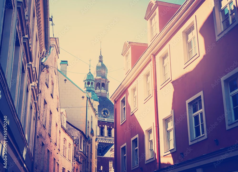 Riga, Latvia, streets in the old town, architecture, travel in the Baltic