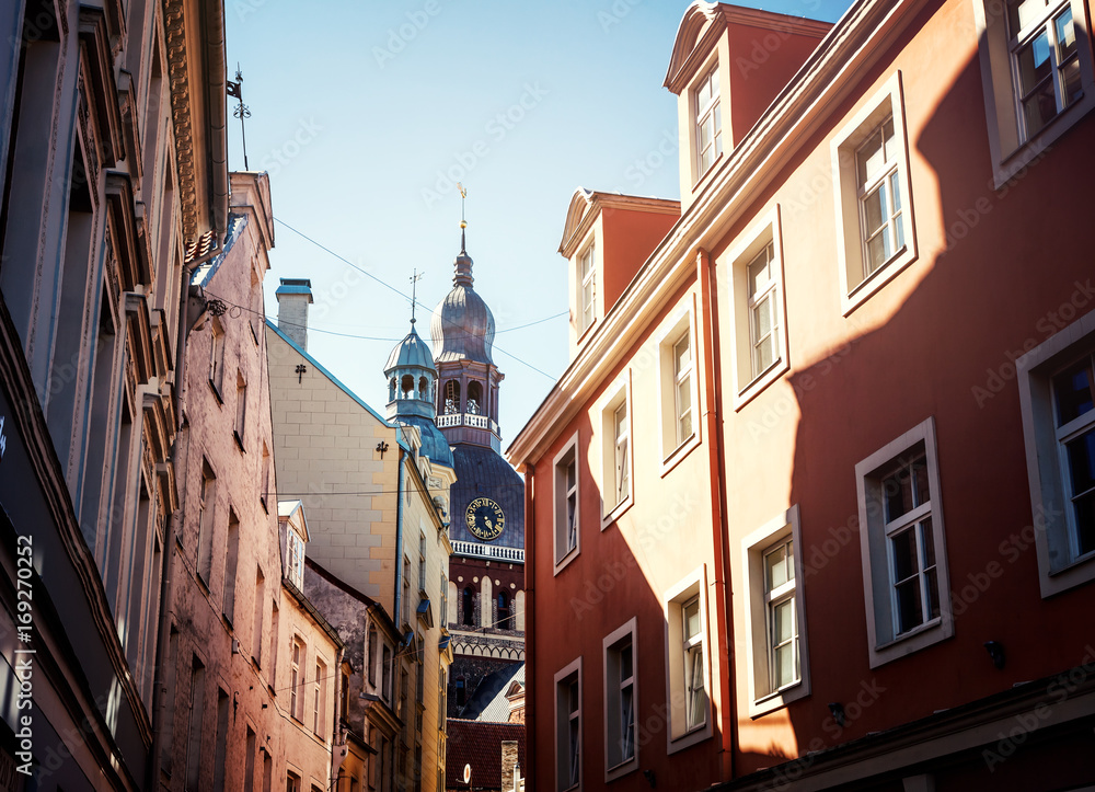 Riga, Latvia, streets in the old town, architecture, travel in the Baltic