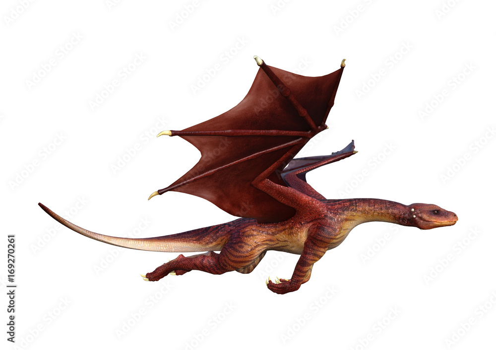 Obraz premium 3D Rendering Fantasy Dragon on White