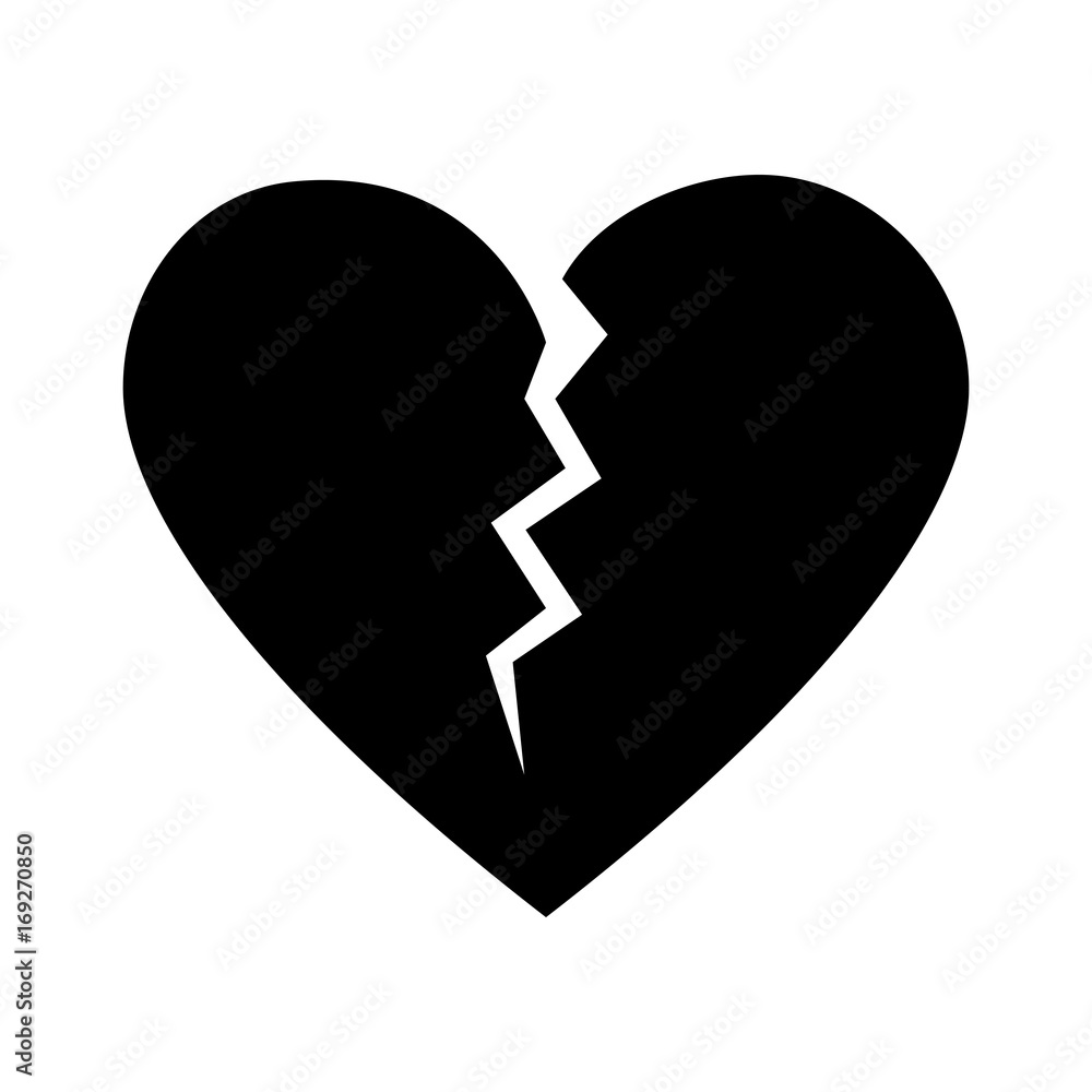 broken cartoon heart icon image vector illustration design black and white broken cartoon heart icon image vector illustration design black and white