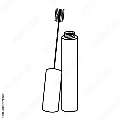 mascara makeup icon image vector illustration design  black and white