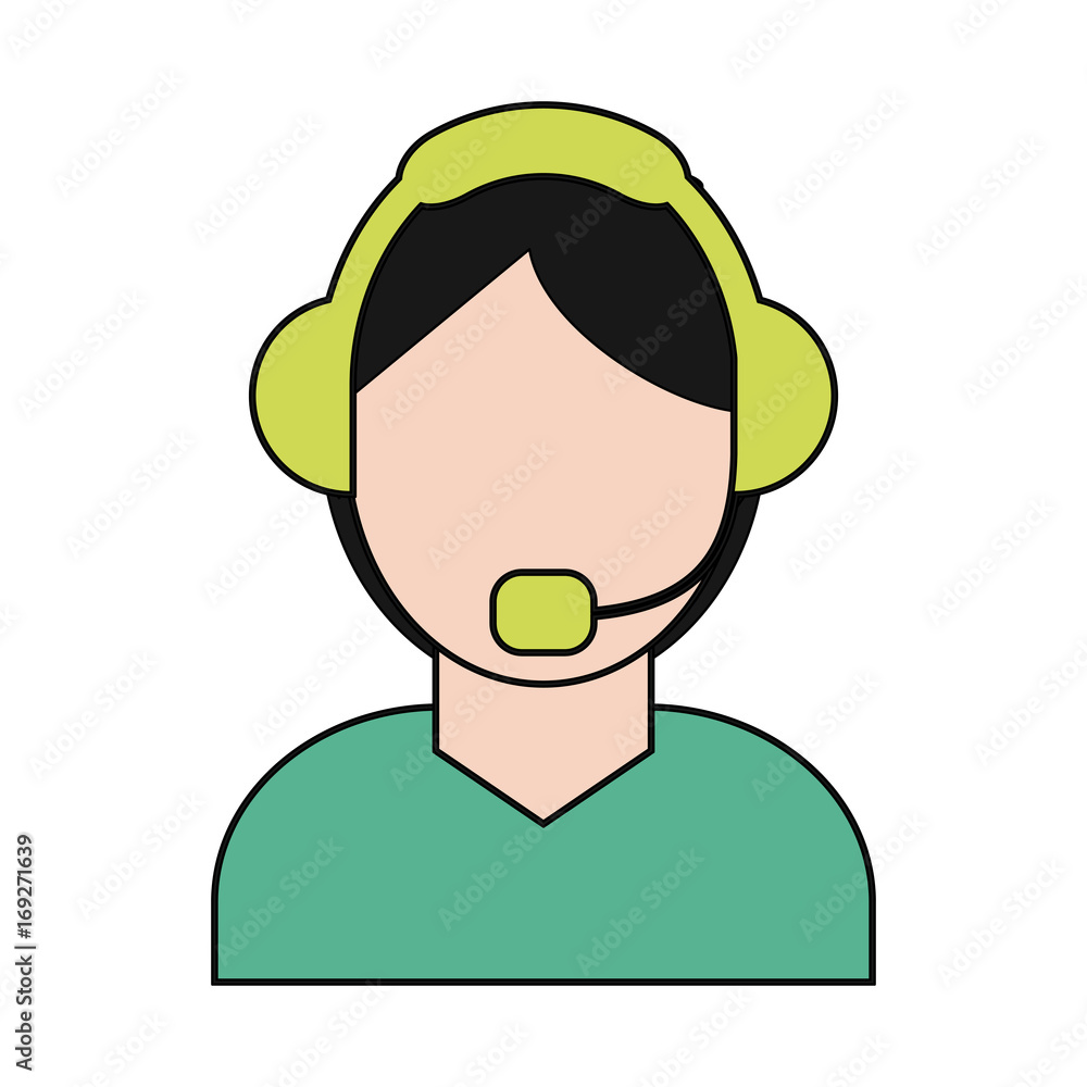 call center online support telemarketing worker with headset icon image vector illustration design call center online support telemarketing worker with headset icon image vector illustration design