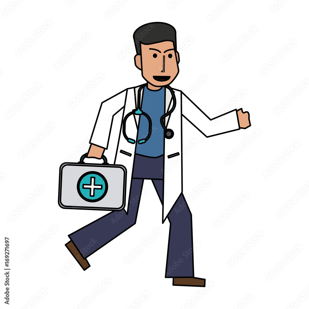 doctor or physician running with first aid kit icon image vector illustration design doctor or physician running with first aid kit icon image vector illustration design