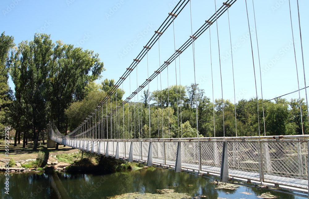 puente colgante sobre el río en Leiro, Galicia-Spain Stock Photo | Adobe  Stock